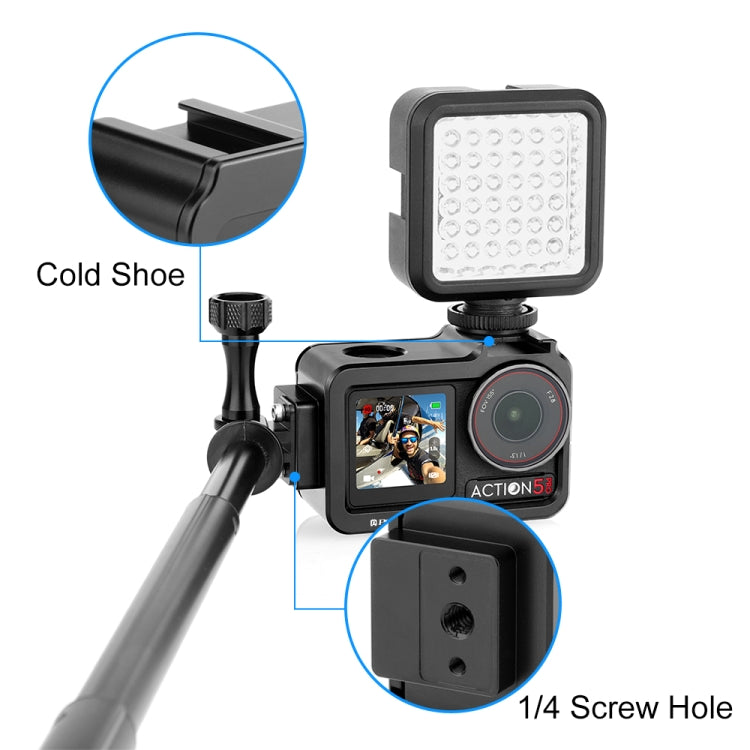 For DJI Osmo Action 5 Pro / 4 / 3 PULUZ Metal Cage Expansion Adapter Frame with Cold Shoe (Black)