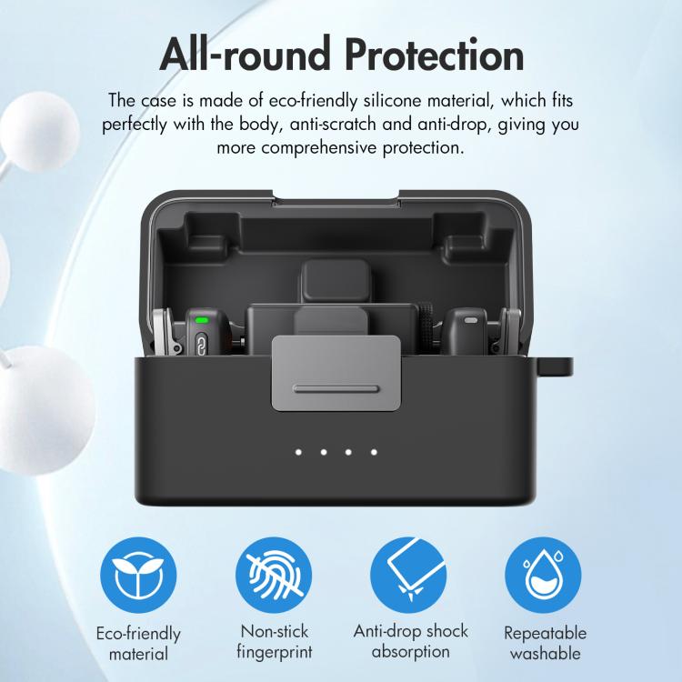 Pour étui de chargement DJI Mic Mini PULUZ, housse de protection en silicone anti-rayures (Noir)