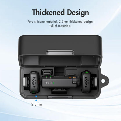 Pour étui de chargement DJI Mic Mini PULUZ, housse de protection en silicone anti-rayures (Noir)