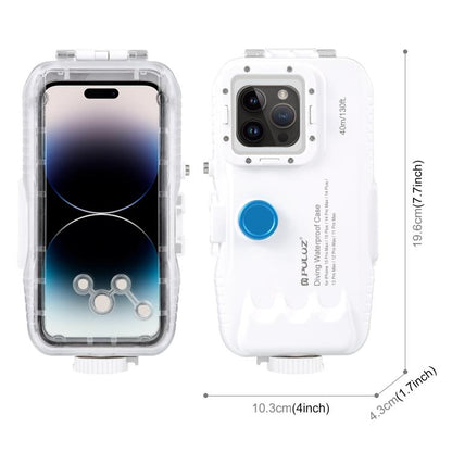 [US Warehouse] PULUZ 40m/130ft Waterproof Diving Case for iPhone 15 Pro Max / 15 Plus / 14 Plus / 14 Pro Max / 13 Pro Max / 12 Pro Max / 11 Pro Max, with One-way Valve Photo Video Taking Underwater Housing Cover