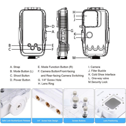 [US Warehouse] PULUZ 40m/130ft Waterproof Diving Case for iPhone 15 Pro Max / 15 Plus / 14 Plus / 14 Pro Max / 13 Pro Max / 12 Pro Max / 11 Pro Max, with One-way Valve Photo Video Taking Underwater Housing Cover