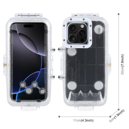 For iPhone 16 Pro Max PULUZ 40m/130ft Waterproof Diving Case Photo Video Taking Underwater Housing Cover (Transparent)
