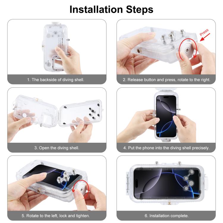 For iPhone 16 Pro Max PULUZ 40m/130ft Waterproof Diving Case Photo Video Taking Underwater Housing Cover (Transparent)