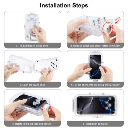 For iPhone 16 Pro Max PULUZ 40m/130ft Waterproof Diving Case Photo Video Taking Underwater Housing Cover (Transparent)