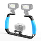 PULUZ Dual Silicone Handles Aluminium Alloy Underwater Diving Rig for GoPro, DJI OSMO Action, Insta360 and Other Action Cameras (Blue)