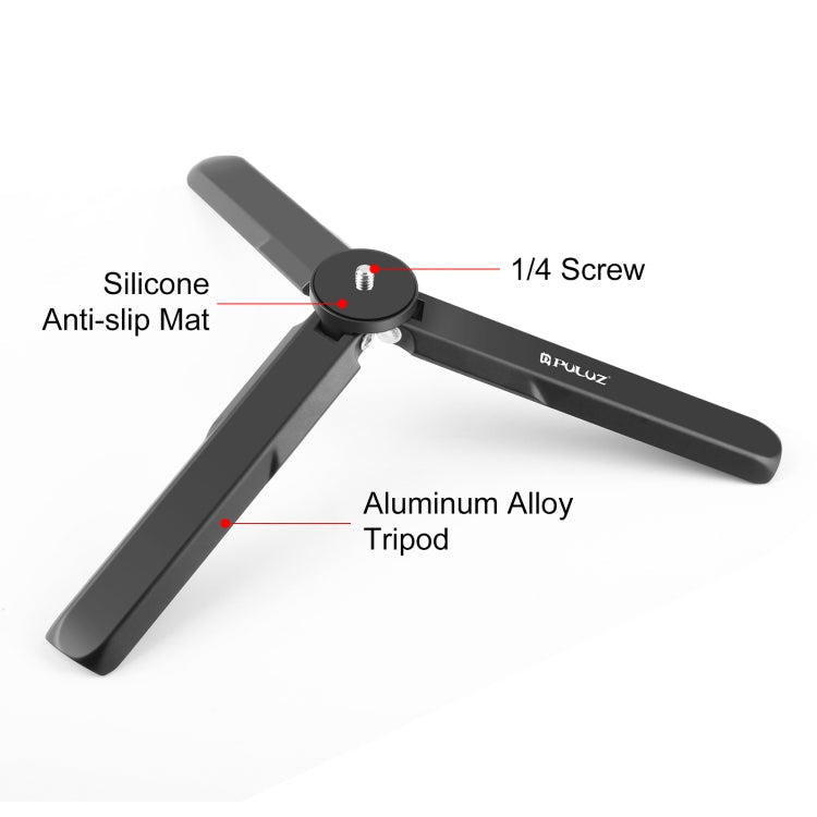 For DJI Osmo Pocket 4 / 3 / Insta360 X4 PULUZ Aluminum Alloy Metal Tripod (Black)