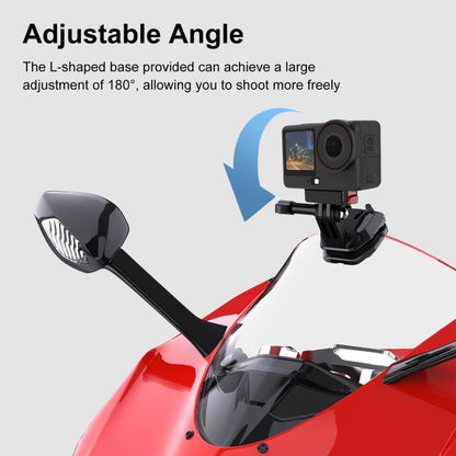 PULUZ Motorcycle Windshield Action Camera Mount Clip for GoPro Hero12 Black / DJI Osmo Action 4 / Insta360 X4 / Ace Pro and Other Action Cameras (Black)