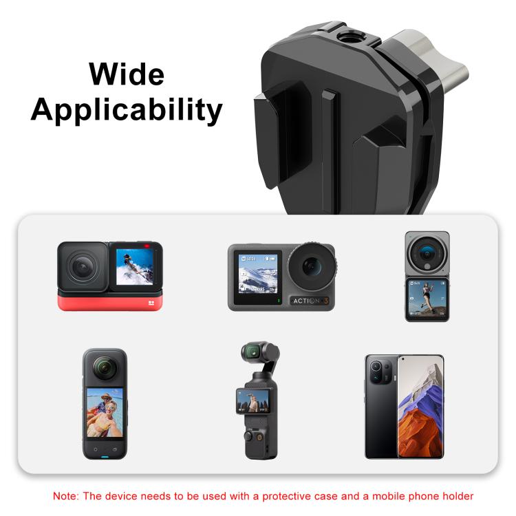 PULUZ Motorcycle Windshield Action Camera Mount Clip for GoPro Hero12 Black / DJI Osmo Action 4 / Insta360 X4 / Ace Pro and Other Action Cameras (Black)