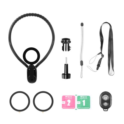Support de collier magnétique PULUZ pour montage POV avec pince de téléphone pour caméras d'action GoPro / téléphones (Noir)