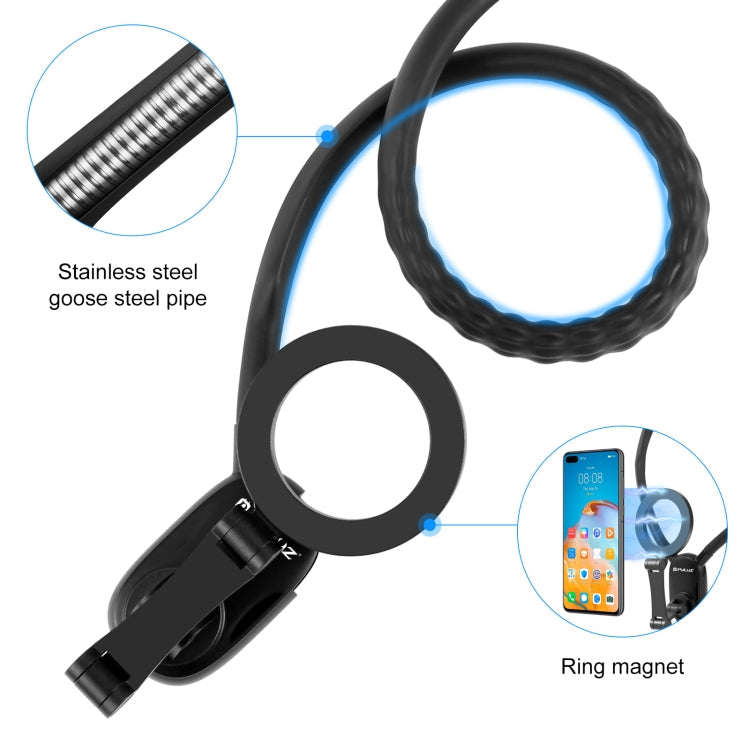 Support de collier magnétique PULUZ pour montage POV avec pince de téléphone pour caméras d'action GoPro / téléphones (Noir)