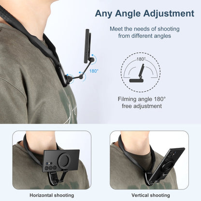 Support de collier magnétique PULUZ pour montage POV avec pince de téléphone pour caméras d'action GoPro / téléphones (Noir)