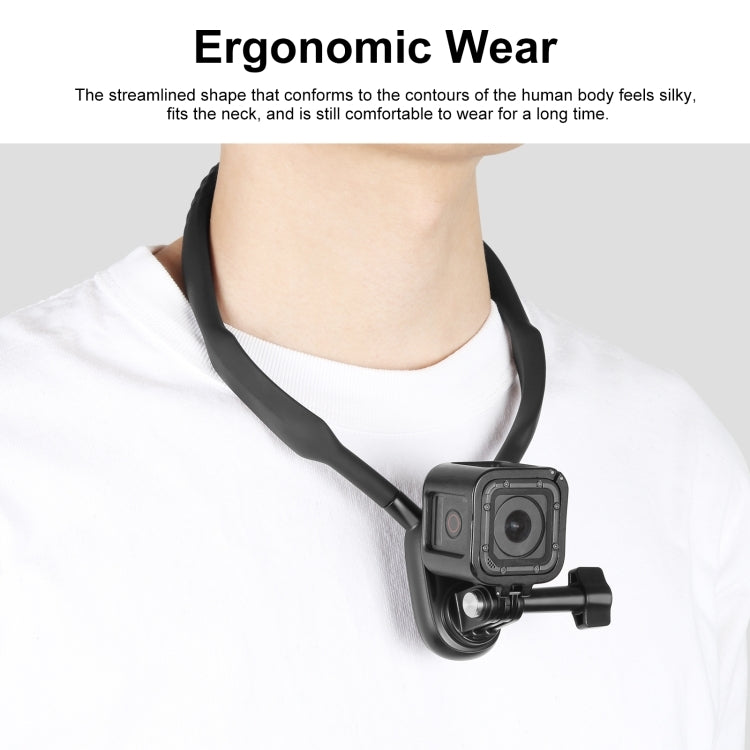 Support de collier magnétique PULUZ pour montage POV avec pince de téléphone pour caméras d'action GoPro / téléphones (Noir)