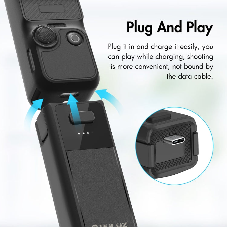 For DJI Osmo Pocket 4 / 3 PULUZ High-Capacity 2800mAh Battery Grip (Black)