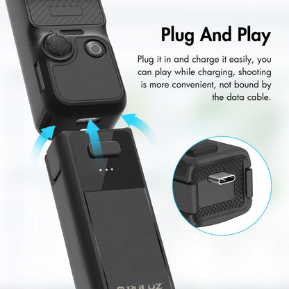 For DJI Osmo Pocket 4 / 3 PULUZ High-Capacity 2800mAh Battery Grip (Black)
