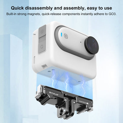 For Insta360 GO3 / GO 3S PULUZ Magnetic Aluminum Alloy Quick Release Base Mount (Black)