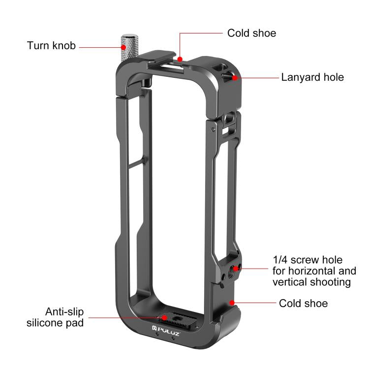 Pour Insta360 X4 PULUZ Cage de protection en métal avec cache d'objectif (Noir)