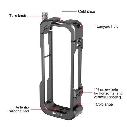 Pour Insta360 X4 PULUZ Cage de protection en métal avec cache d'objectif (Noir)