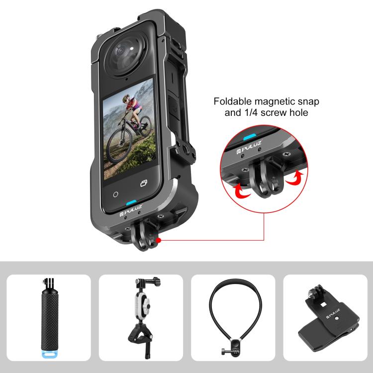 Pour Insta360 X4 PULUZ Cage de protection en métal avec cache d'objectif (Noir)