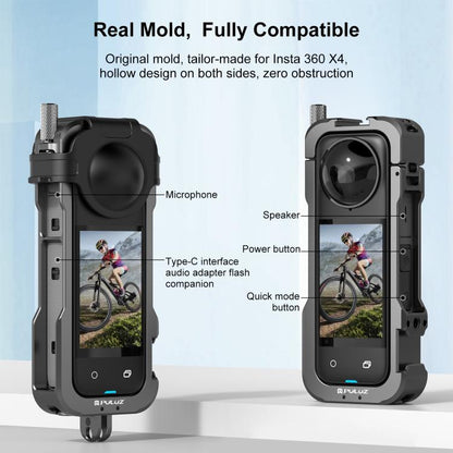 Pour Insta360 X4 PULUZ Cage de protection en métal avec cache d'objectif (Noir)