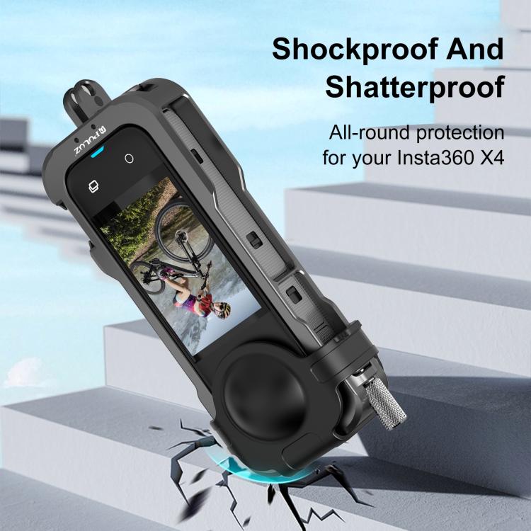 Pour Insta360 X4 PULUZ Cage de protection en métal avec cache d'objectif (Noir)