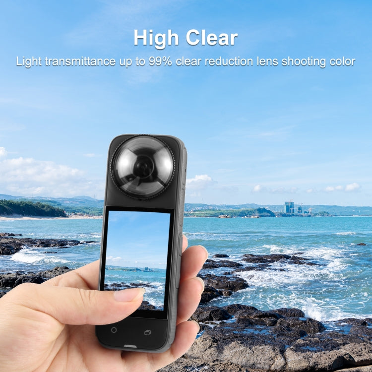 For Insta360 X4 PULUZ Rotation Optical Glass Lens Guard  Protective Cover (Transparent)