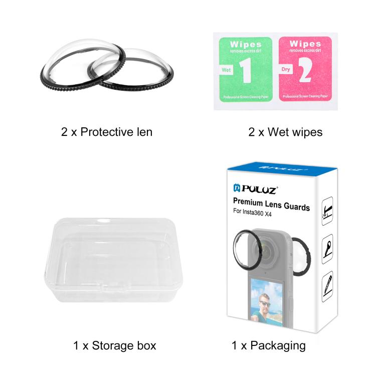 For Insta360 X4 PULUZ Rotation Optical Glass Lens Guard  Protective Cover (Transparent)