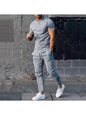 Men Solid Casual Short Sleeve Two Piece Pants Set