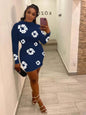 Floral Printed Fitted Long Sleeve Mini Dress
