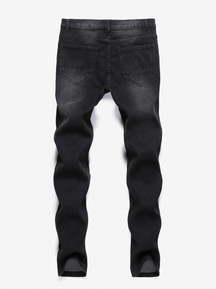 Jeans déchirés délavés taille moyenne