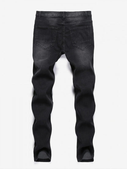 Jeans déchirés délavés taille moyenne
