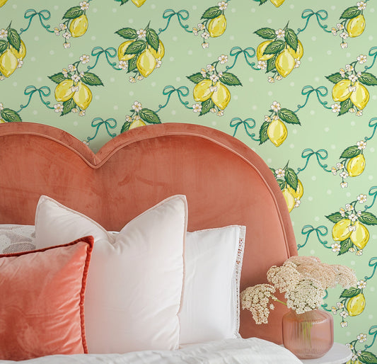LEMON BLOSSOM PISTACHIO WALLPAPER