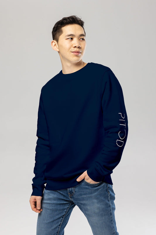 Women's Navy Sweatshirt - Organic Cotton Pitod Sleeve Sweatshirt