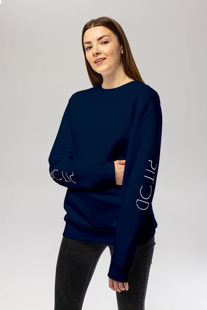 Women's Navy Sweatshirt - Organic Cotton Pitod Sleeve Sweatshirt