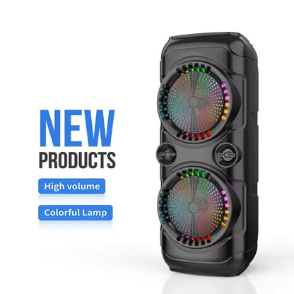 Enceinte de fête portable – Double basse 8'', anneaux lumineux LED, micro sans fil et karaoké (ZQS8229/30)
