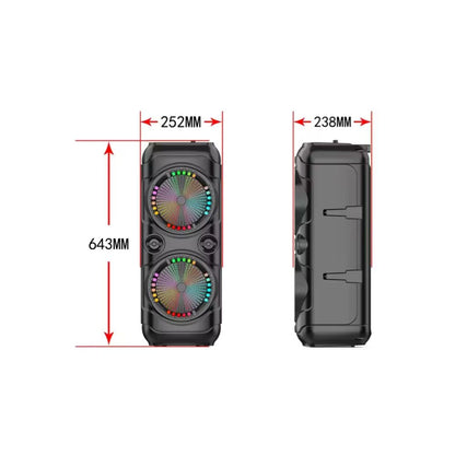 Enceinte de fête portable – Double basse 8'', anneaux lumineux LED, micro sans fil et karaoké (ZQS8229/30)