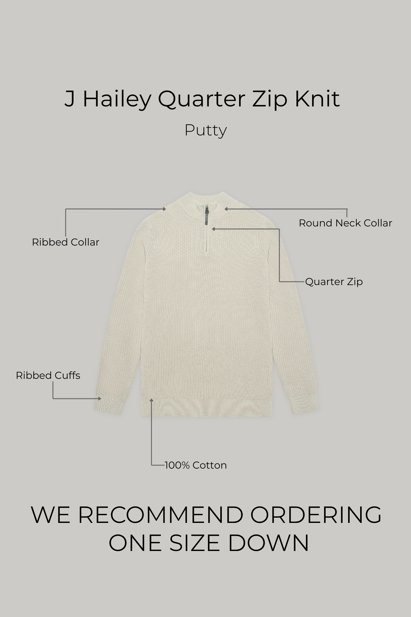 J Hailey Quarter Zip Knit -  Putty