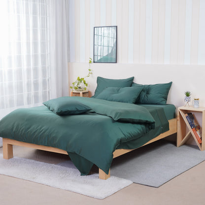 Ackly Bamboo - Royal Green Duvet Cover, Fitted Sheet & Pillowcases Set