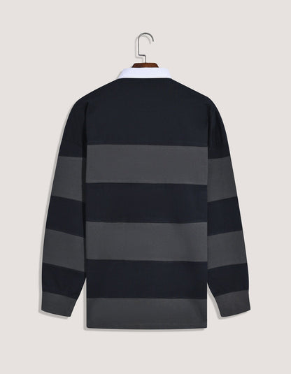 Black Striped Oversized Rugby Shirt