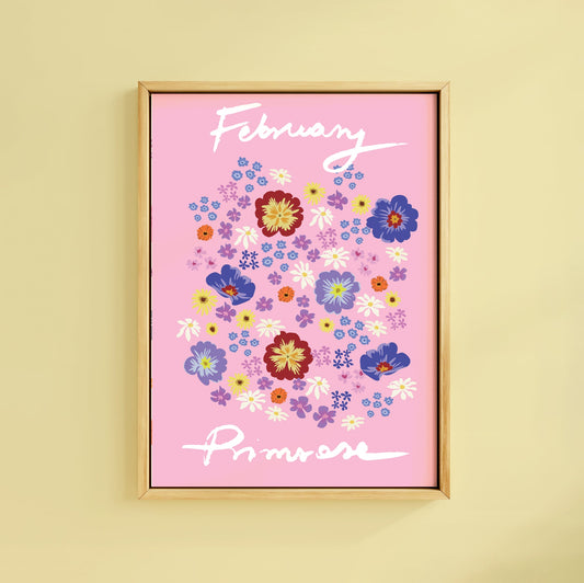 FEBRUARY PRIMROSE BIRTH FLOWER PRINT