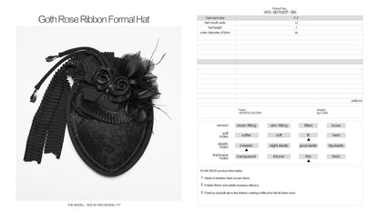 Punk Rave  Goth Rose Ribbon Formal Hat