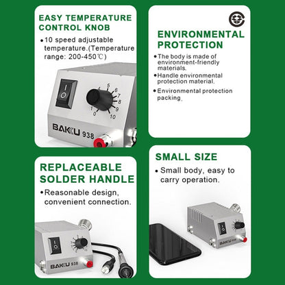 BAKU BK-938 Powerful Mini Anti-static Soldering Station Welder Machine, EU Plug (Silver)