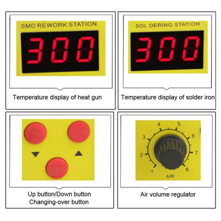 BEST BST-898D Pistolet à air chaud sans plomb à température réglable avec affichage LED 2 en 1 AC 220V 720W avec station de soudage et fer à souder, prise UE (bleu)