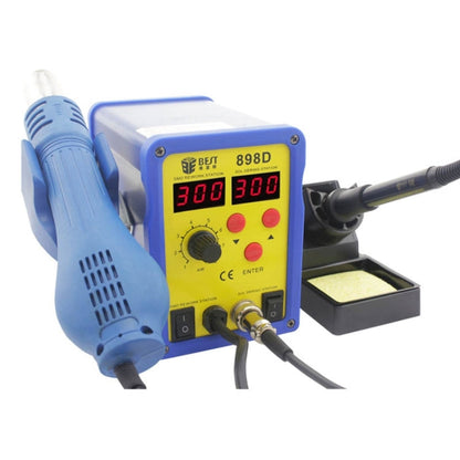 BEST BST-898D Pistolet à air chaud sans plomb à température réglable avec affichage LED 2 en 1 AC 220V 720W avec station de soudage et fer à souder, prise UE (bleu)