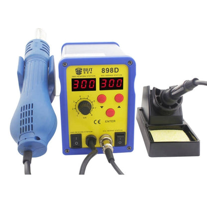 BEST BST-898D Pistolet à air chaud sans plomb à température réglable avec affichage LED 2 en 1 AC 220V 720W avec station de soudage et fer à souder, prise UE (bleu)