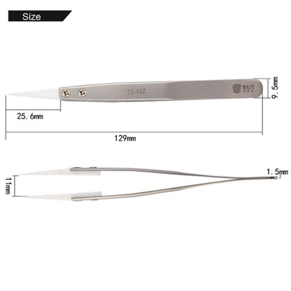 BEST BST-72-MZ 302 Stainless Steel High Temperature Resistance Ceramic Tip Tweezers