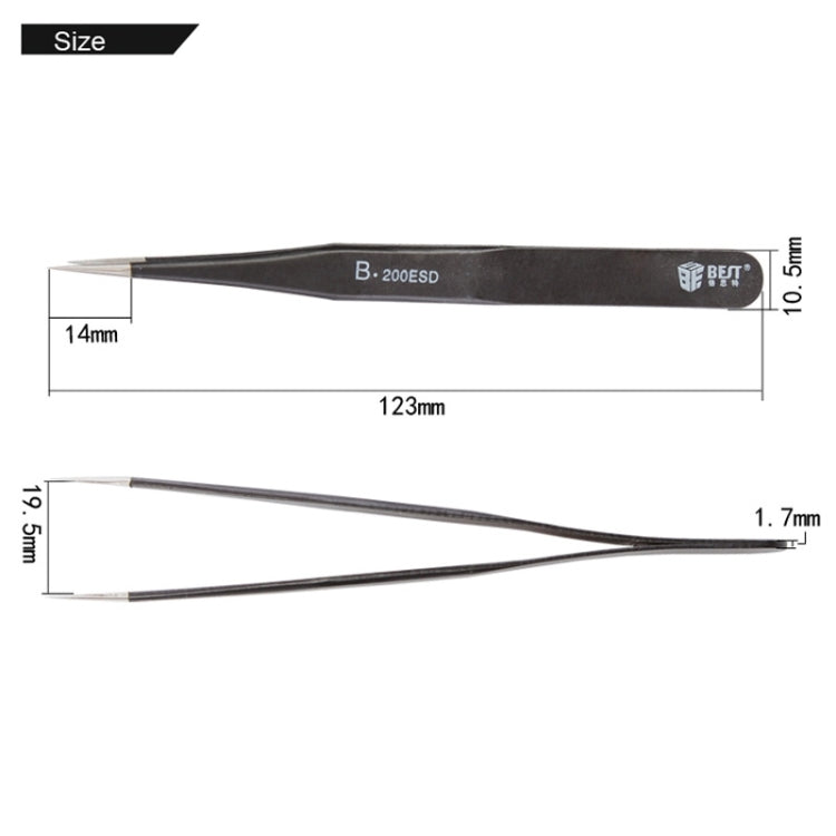 BEST BST-200ESD Pince à épiler antistatique en acier inoxydable 202