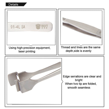 BEST BST-91-4L SA Professional Stainless Steel Wafer Tweezers for Silicon Wafer