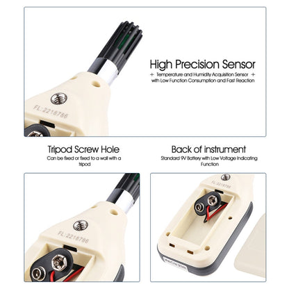 BENETECH GM1362 1.45 Inch Screen Digital Humidity & Temperature Meter(White)