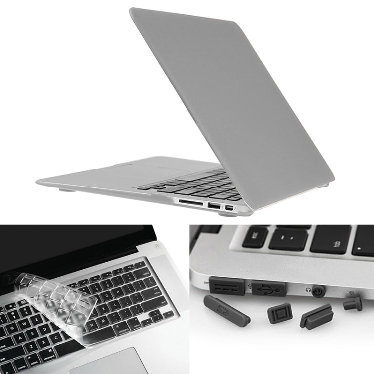 ENKAY pour Macbook Air 13,3 pouces (version US) / A1369 / A1466 Hat-Prince Coque de protection rigide mate 3 en 1 avec protection de clavier et cache anti-poussière de port (argent)