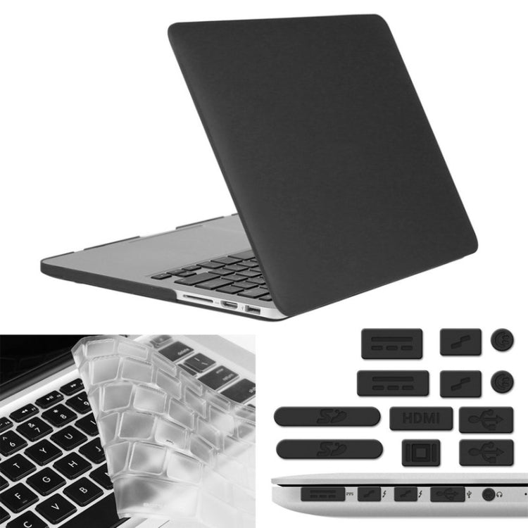 ENKAY pour Macbook Pro Retina 15,4 pouces (version américaine) / A1398 Hat-Prince 3 en 1 coque de protection rigide givrée en plastique avec protection de clavier et cache anti-poussière de port (noir)